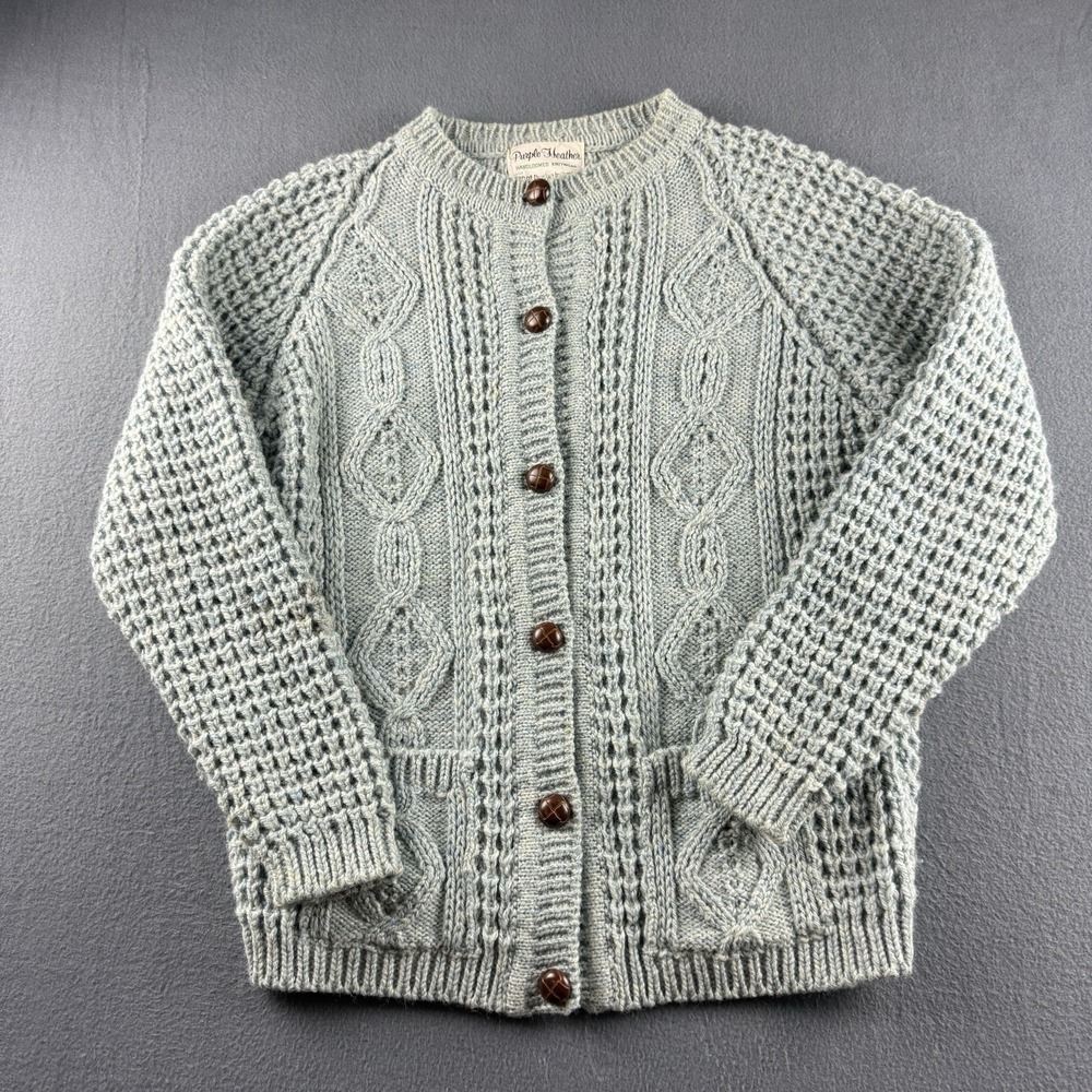 Purple Heart Killarney Ireland Sweater Mens 42 Blue Vintage Fisherman Cable Knit